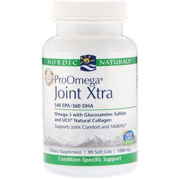 Витамины Глюкозамин сульфат и коллаген ProOmega Joint Xtra Nordic Naturals 90 капсул 12141 фото